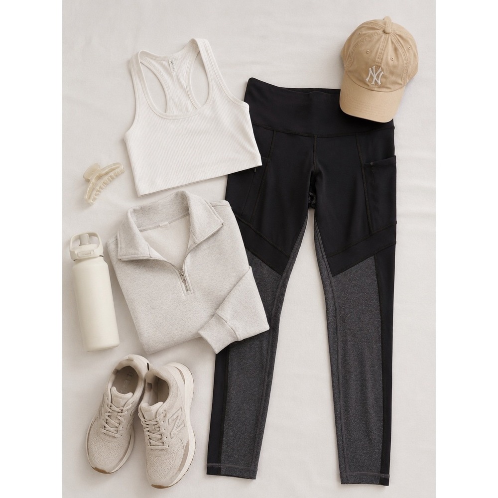 Athleta Women's Colorblock Pocket Leggings Black‎ Grey High Rise Size XS